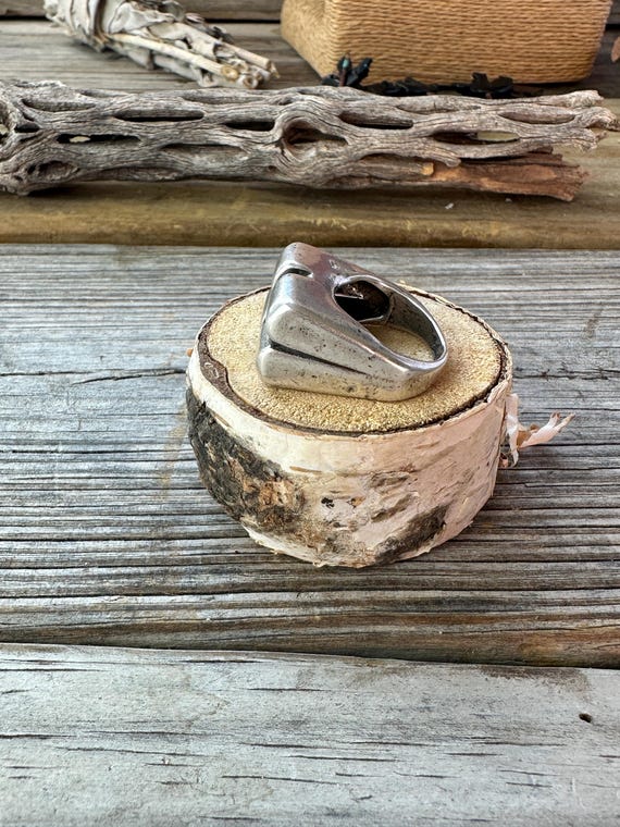 Chunky Silver Statement Ring- Four Quadrants - image 8