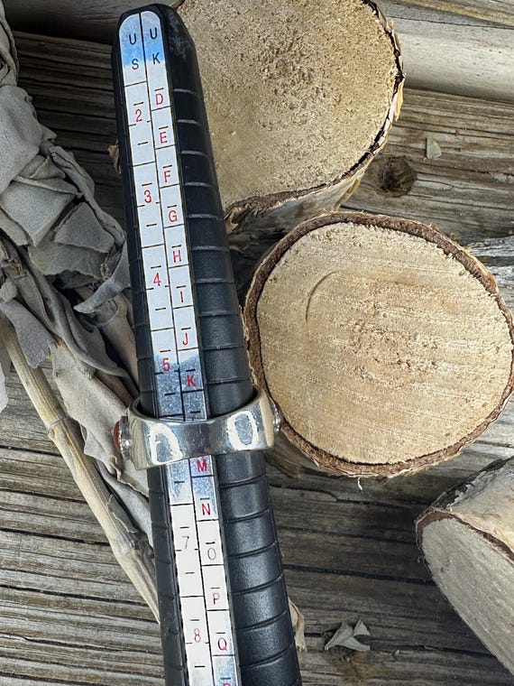 Statement Sterling Silver Stamped Ring with Jet, … - image 6