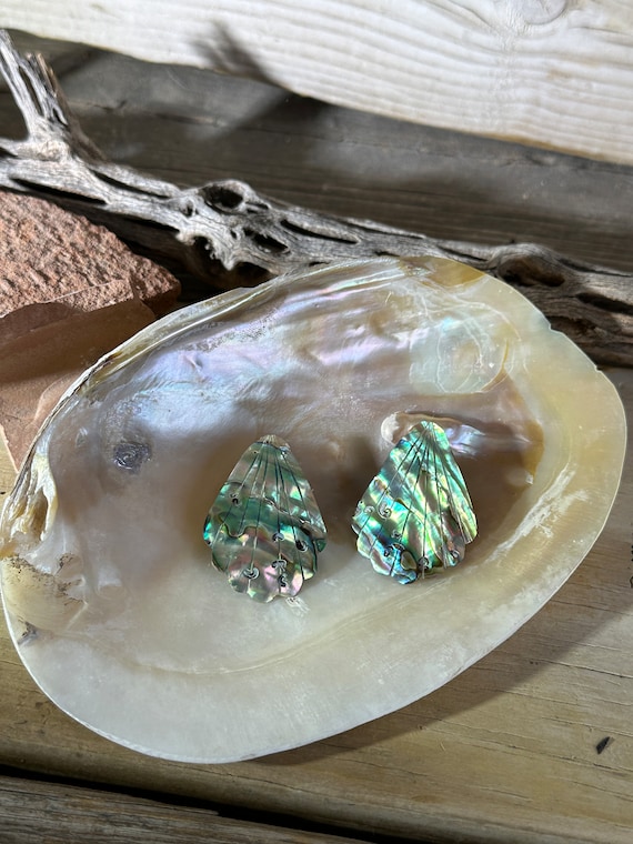 Handmade Abalone Shell Earrings, Lightweight - image 1