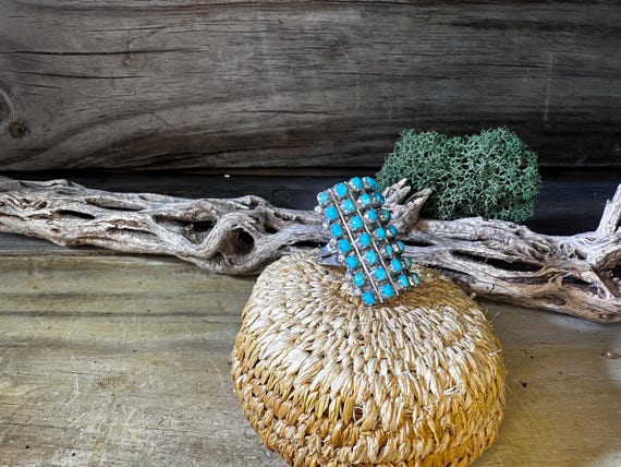 Old Pawn Zuni Cluster Turquoise Ring