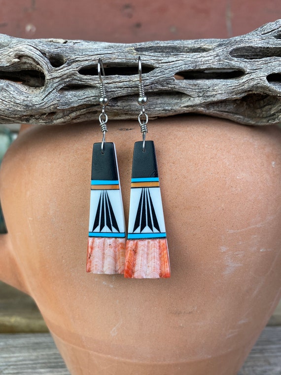 Dangle Inlay and Shell Earrings - image 5