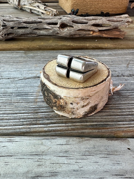 Chunky Silver Statement Ring- Four Quadrants - image 1