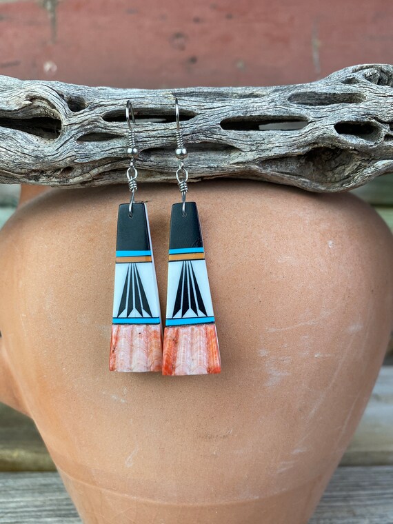 Dangle Inlay and Shell Earrings - image 3
