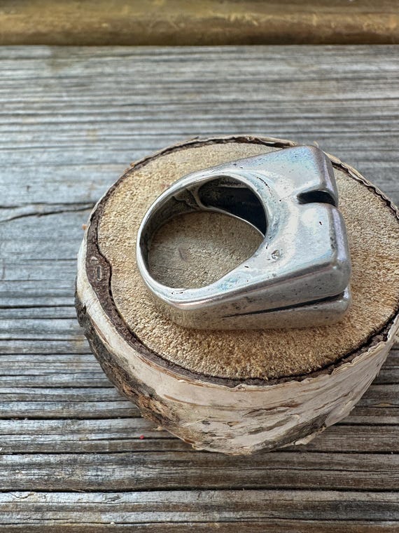 Chunky Silver Statement Ring- Four Quadrants - image 5