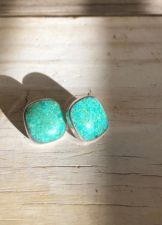 Mexican Sterling Silver and Turquoise chip Inlay a