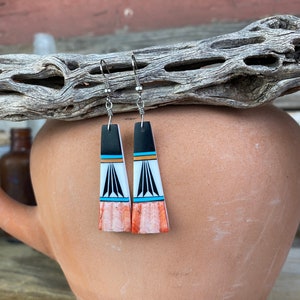 Dangle Inlay and Shell Earrings