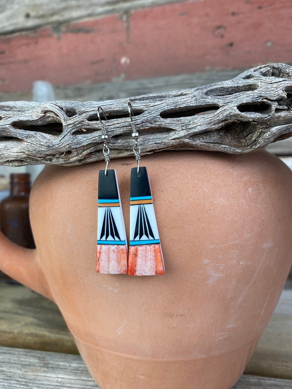 Dangle Inlay and Shell Earrings - image 1