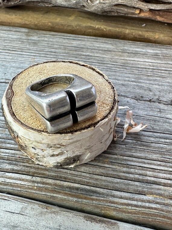 Chunky Silver Statement Ring- Four Quadrants - image 7
