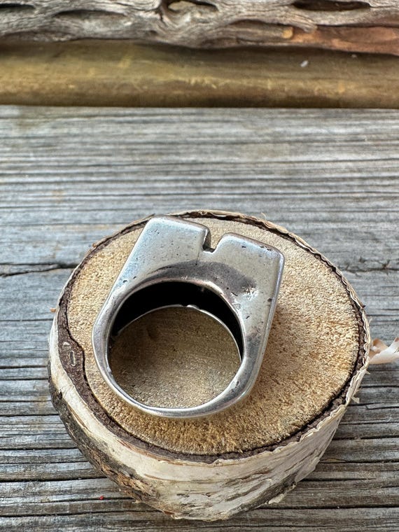 Chunky Silver Statement Ring- Four Quadrants - image 9