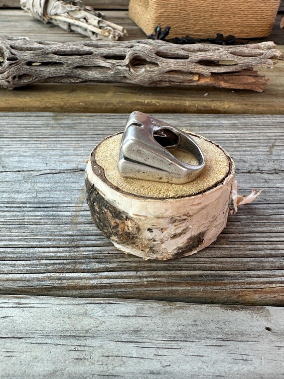 Chunky Silver Statement Ring- Four Quadrants - image 3
