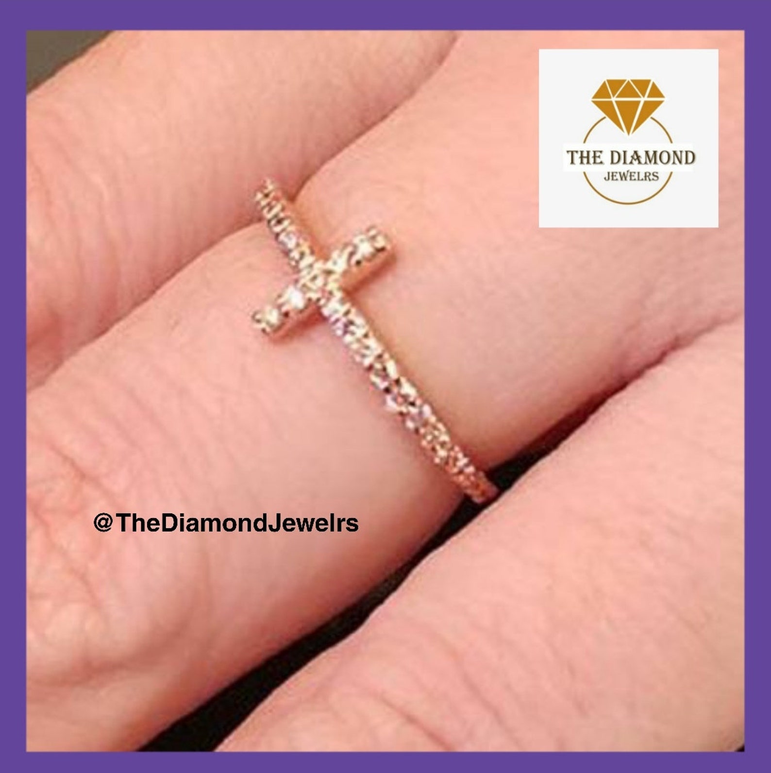 Diamond Cross Christian Ring Gold Religious ring Wedding Etsy