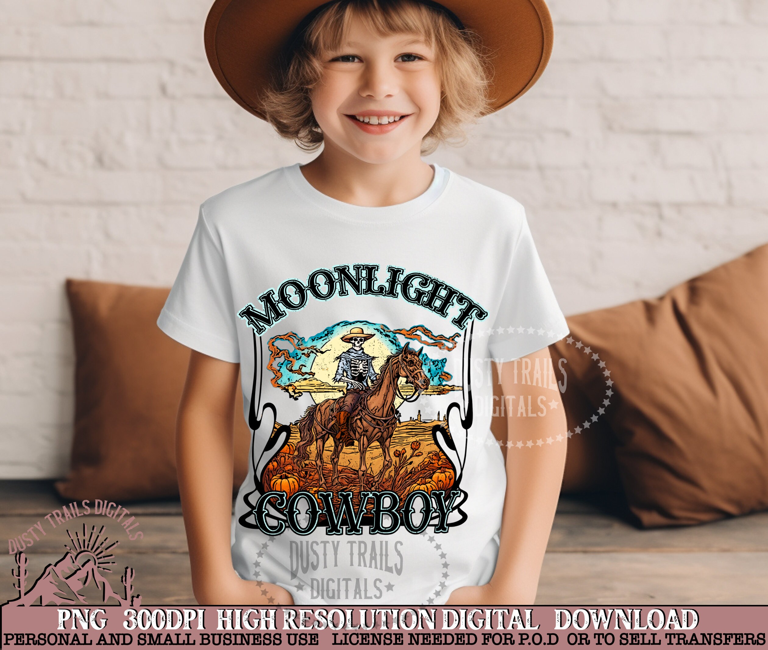Moonlight Cowboy Halloween PNG Digital Download Halloween - Etsy
