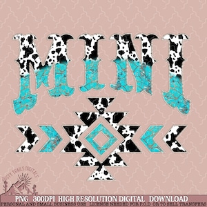 Aztec Mini Cow print, Digital Download, Retro, Western Sublimations, Designs Downloads, PNG Clipart, Shirt Design, Sublimation