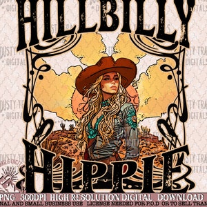 Hillbilly Hippie, Digital Download, Country Png, Desert Png, Western Designs Png.