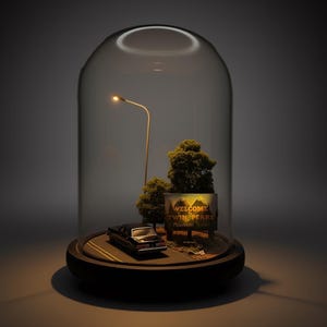 Lampada diorama TV / Scena stradale in miniatura fatta a mano / Esposizione retrò americana / Decorazione ispirata ai telefilm cult