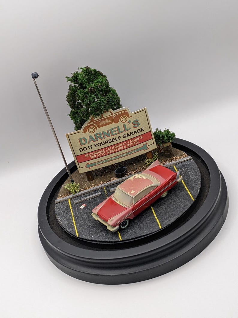 Movie Diorama Lamp | Handmade Vintage Car Night Scene | Retro Horror Film Display | Cult Movie Collector Decor image 10