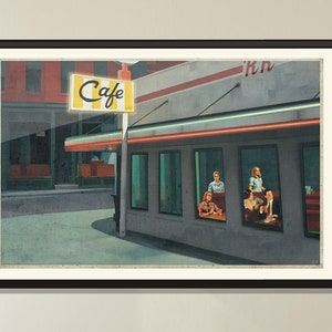 Nighthawks at the Double R. Oil Painting themed - Cult, Classic, Peaks, 90s TV, Limited Edition Poster,