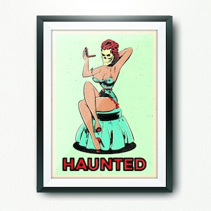 Impresión de edición limitada de una pin-up de terror vintage