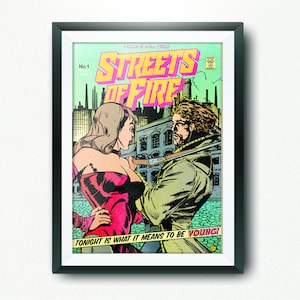 Stampa di film musicali degli anni '80, Streets Fire Wall Art, poster di film retrò, arredamento unico per la stanza, arte in stile fumetto, festa del papà, regalo per lui o per papà