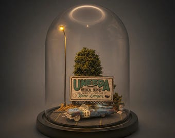 Movie Diorama Lamp | Handmade Billboard Scene | Retro 80s Zombie