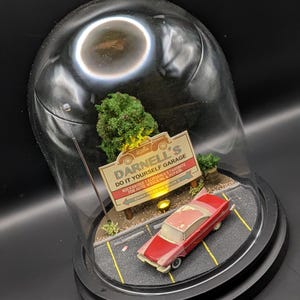 Movie Diorama Lamp | Handmade Vintage Car Night Scene | Retro Horror Film Display | Cult Movie Collector Decor image 5
