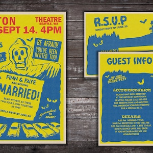 Wedding Invitations. Personalized Vintage &#39;Spook Show&#39;, &#39;Horror Show&#39; Invite Pack