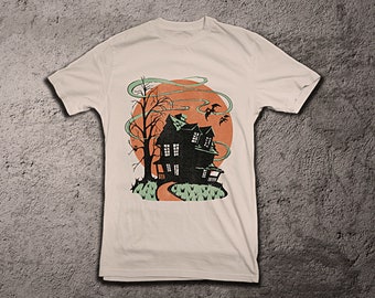 Halloween vintage, casa stregata. Maglia in edizione limitata.