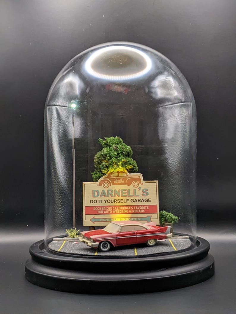 Movie Diorama Lamp | Handmade Vintage Car Night Scene | Retro Horror Film Display | Cult Movie Collector Decor image 4