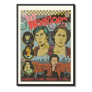 Impresión inspirada en películas de los años 70, arte mural de los Coney Island Warriors, póster de película de culto, decoración de habitación única, regalo de cómic para él o papá, Día del Padre