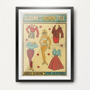 Alabama - impression / poster comique vintage « Paper Doll » en édition limitée.