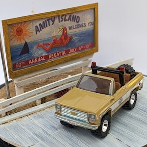 ジョーズランプ、アミティアイランド1:64カージオラマライト、ユニークな手作りホームデコレーション、彼やお父さんへの小さなスケールテレビギフト、新築祝い、父の日