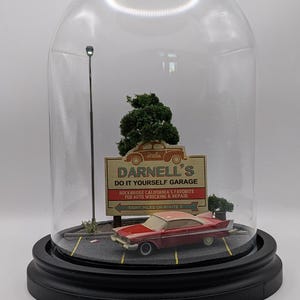 Movie Diorama Lamp | Handmade Vintage Car Night Scene | Retro Horror Film Display | Cult Movie Collector Decor image 3
