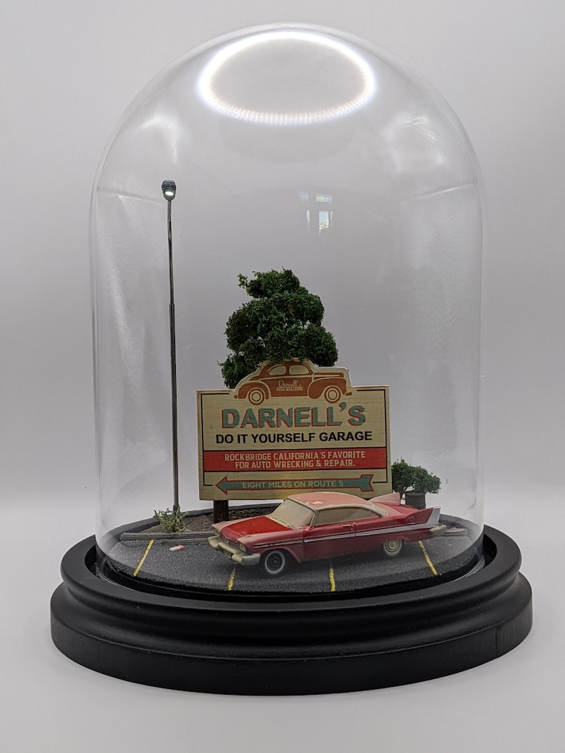 Movie Diorama Lamp | Handmade Vintage Car Night Scene | Retro Horror Film Display | Cult Movie Collector Decor image 3