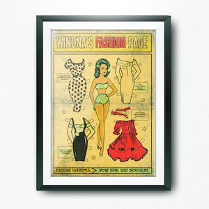 Winona - Vintage Comic &#39;Paper Doll&#39; Limited Edition Print / Poster.