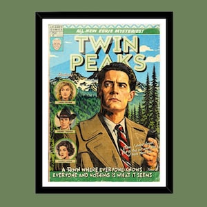 Framed Twin Peaks Agent Cooper comic-style art print
