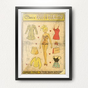 Cher 90s Teen Movie Inspired Vintage themed &#39;Paper Doll&#39; Limited Edition Print / Poster