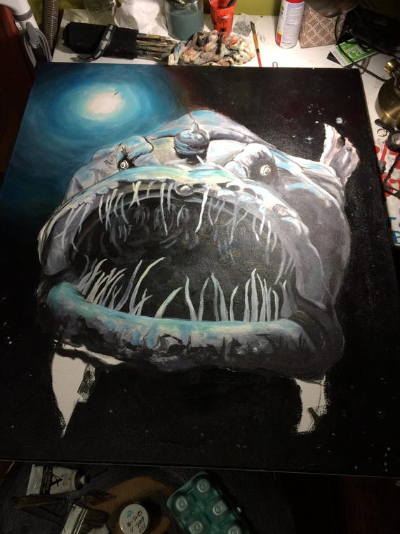 宇宙・海洋生物のアクリル画