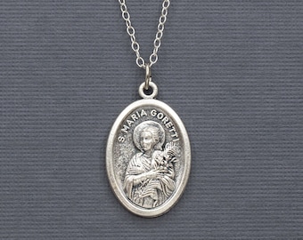 St. Maria Goretti Medal Necklace, Patron Saint Necklace