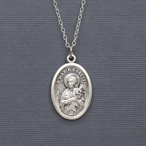 St. Maria Goretti Medal Necklace, Patron Saint Necklace
