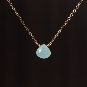 Blue Aqua Chalcedony Necklace, Aqua Chalcedony Gemstone Necklace