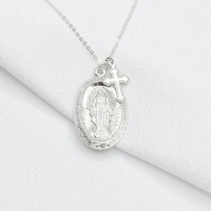 925 Sterling Silver Oval Blessed Mother Virgin Mary, Our Lady of Guadalupe Necklace