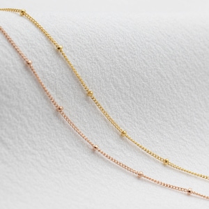 Gold Filled Satellite Chain Necklace, Rose Gold, Dainty Beaded Necklace