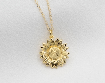 Dainty Sunflower 14k Gold Filled Necklace, Flower Necklace