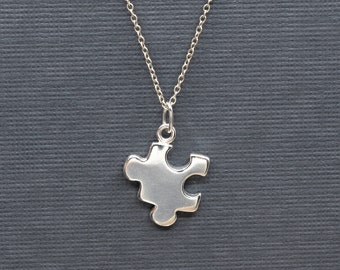 Sterling Silver Puzzle Piece Necklace - Etsy