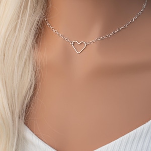 925 Sterling Silver Heart Necklace, Gift For Her