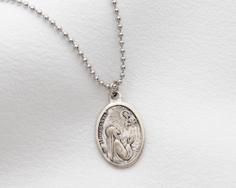 Saint Margaret Mary Necklace, Sacred Heart Medal, Catholic Patron Saint