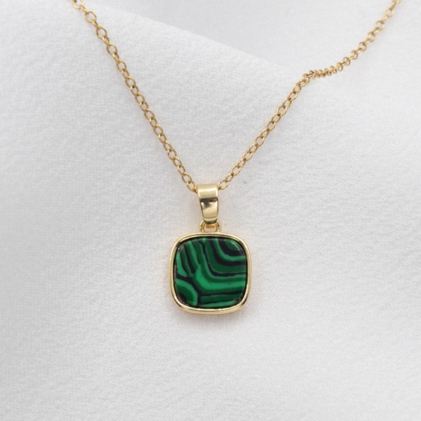 Gold Filled Malachite Square Necklace