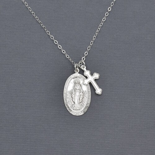Sterling Silver Our Lady Of Guadalupe Pendant Necklace - Blessed Mother Mary Religious Jewelry - View #12