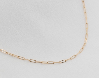 14k Solid Gold Paperclip Chain Necklace