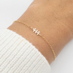 Gold Filled Tiny Angel Number Bracelet, Dainty Angel Bracelet